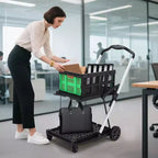 Carrelli della spesa pieghevoli a 2 livelli per la spesa, capacità 90 kg, carrello per la spesa portatile pieghevole con ruote e cassa rimovibile per centro commerciale, blu