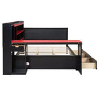 Letto a Giorno Gamer Hub con Scrivania, Luci RGB, Stazione di Ricarica, Cassetti e Testiera Libreria