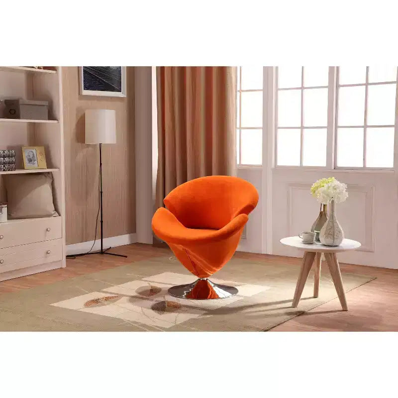 Manhattan Comfort Set di 4 Sedie Girevoli Tulip Arancione/Giallo: Rivestimento in Velluto, Nessun Montaggio Richiesto