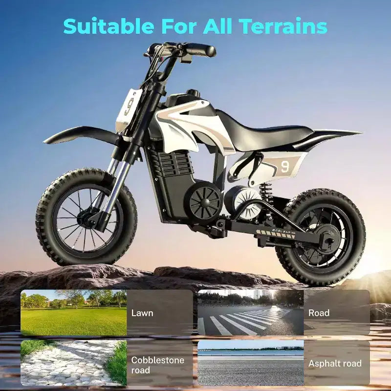 ECOLEAP K1 Moto da cross elettrica per bambini 36V 25 km/h veloce, autonomia 22 km, motore di picco 700W, 3 modalità di velocità, pneumatici fuoristrada da 12 pollici, certificazione UL, età 3-10 anni