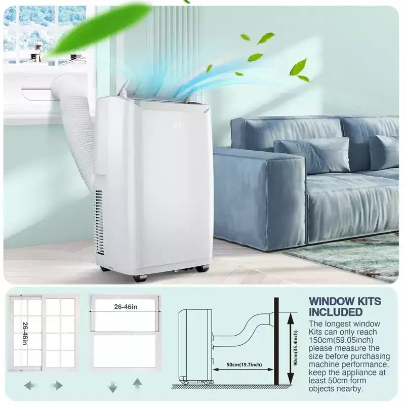 Condizionatore Portatile da 14000 BTU, Rinfresca Fino a 70 m², Unità AC Portatile con Deumidificatore