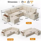Divano letto componibile modulare Dyonery 112 con letto estraibile, divano componibile a U con contenitore, divani con seduta extra ampia e profonda per soggiorno