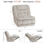 MCombo Poltrona Reclinabile Basculante Elettrica Oversize senza Braccioli con Doppio Motore, Reclinabile Zeroarms Perfetta per Soggiorno in Tessuto PR607