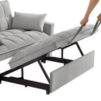 Divano letto a due posti 4 in 1 con braccioli e tasche portaoggetti, divano letto estraibile multifunzionale trapuntato con schienale regolabile