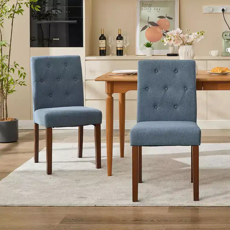 Set di 6/4 sedie da pranzo Parsons con bottoni trapuntati - Sedie da cucina imbottite in tessuto con gambe in legno e sedili imbottiti - Mobili per soggiorno e cucina