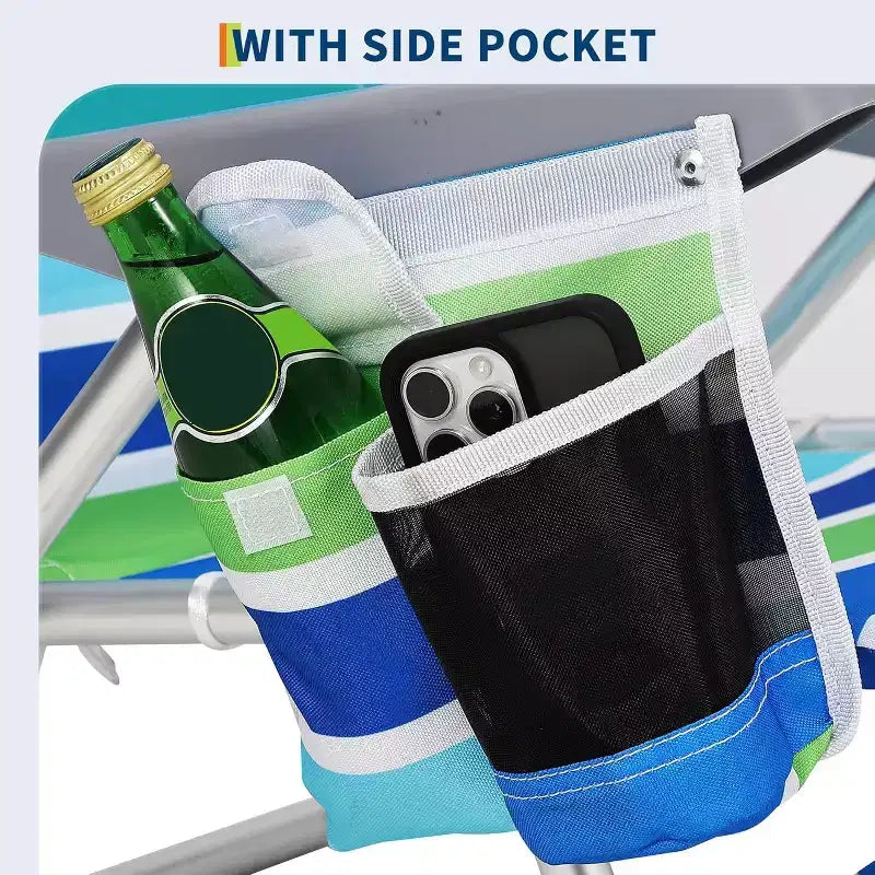 Acekool, confezione da 2 sedie a sdraio leggere con schienale, pieghevoli in 5 posizioni, piatte per adulti con cinghie, portabicchieri e barra porta asciugamani, portata 136 kg