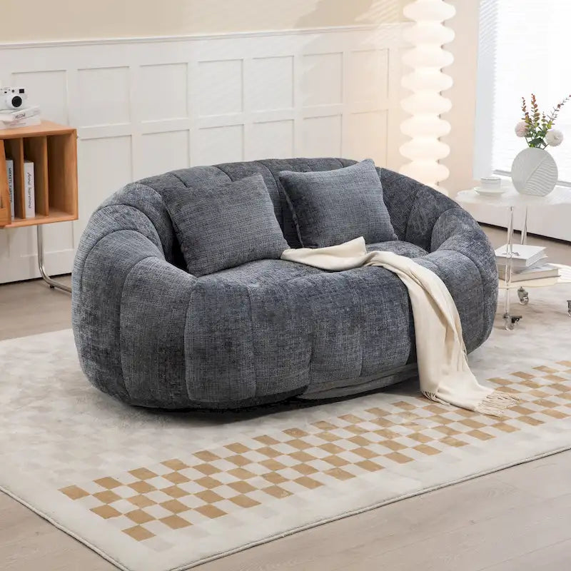 GDFStudio - Divano Pigro a 2 Posti Laurel Chenille con Schiuma ad Alta Densità e Comfort Extra Large