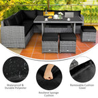Costway Set da pranzo da 7 pezzi in rattan per esterni Divano componibile ottomano - Vedi dettagli