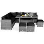 Costway Set da pranzo da 7 pezzi in rattan per esterni Divano componibile ottomano - Vedi dettagli