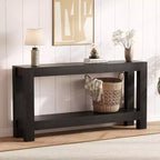 Tavolino console da ingresso a 63 pollici con 2 cassetti, tavolo da divano stretto in legno per soggiorno, corridoio o foyer, tavolino contenitore d'accento