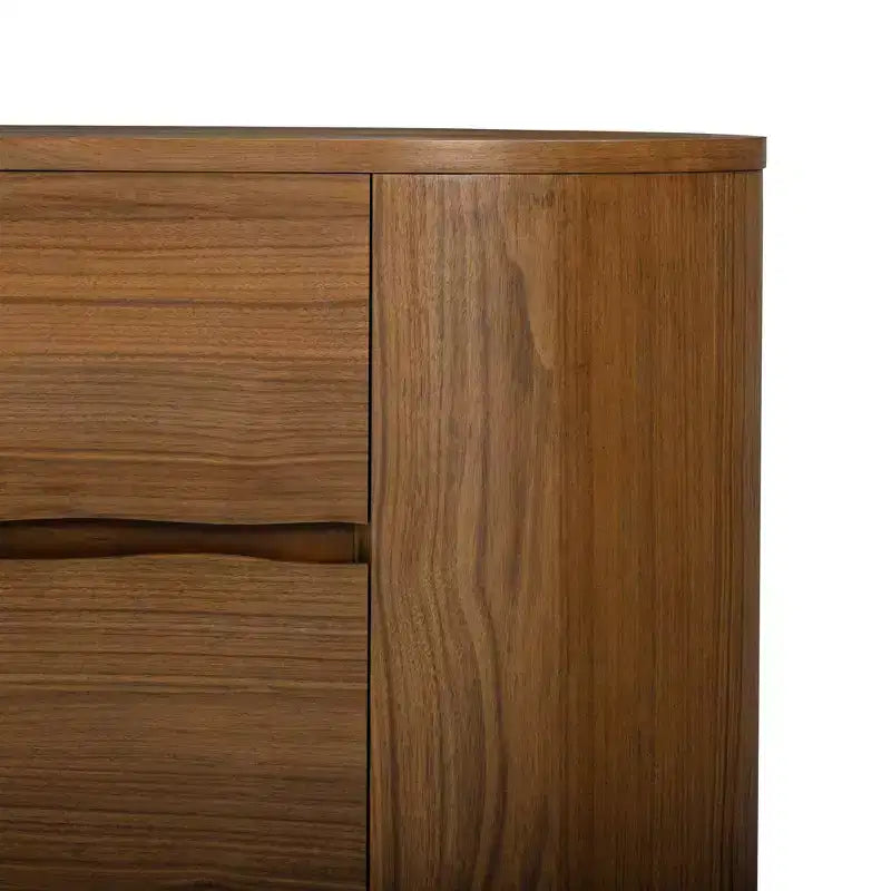 Comò moderno a 6 cassetti con design a bordo vivo, base in metallo e costruzione durevole in legno misto