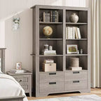 Libreria alta 72" con 4 cassetti, scaffale portaoggetti da terra in stile rustico per camera da letto, soggiorno, ufficio domestico