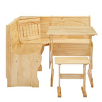 MUSEHOMEINC Set da Pranzo ad Angolo Nook in Stile Tradizionale a 3 Pezzi in Legno Massello con Panca Laterale, Set Tavolo Angolare con Contenitore Nascosto