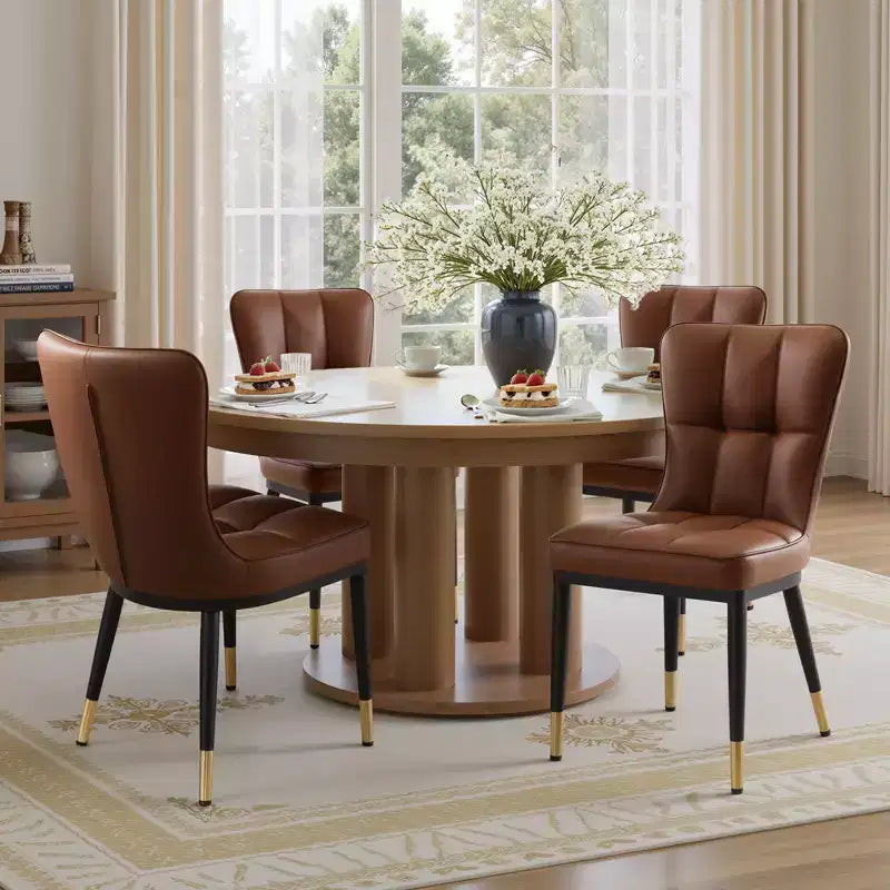 Bekrvio Sedie da Sala da Pranzo Set da 6, Moderne Imbottite in Ecopelle con Schienale Alto, Gambe in Metallo, Sedie da Cucina Senza Braccioli per Soggiorno Sala da Pranzo