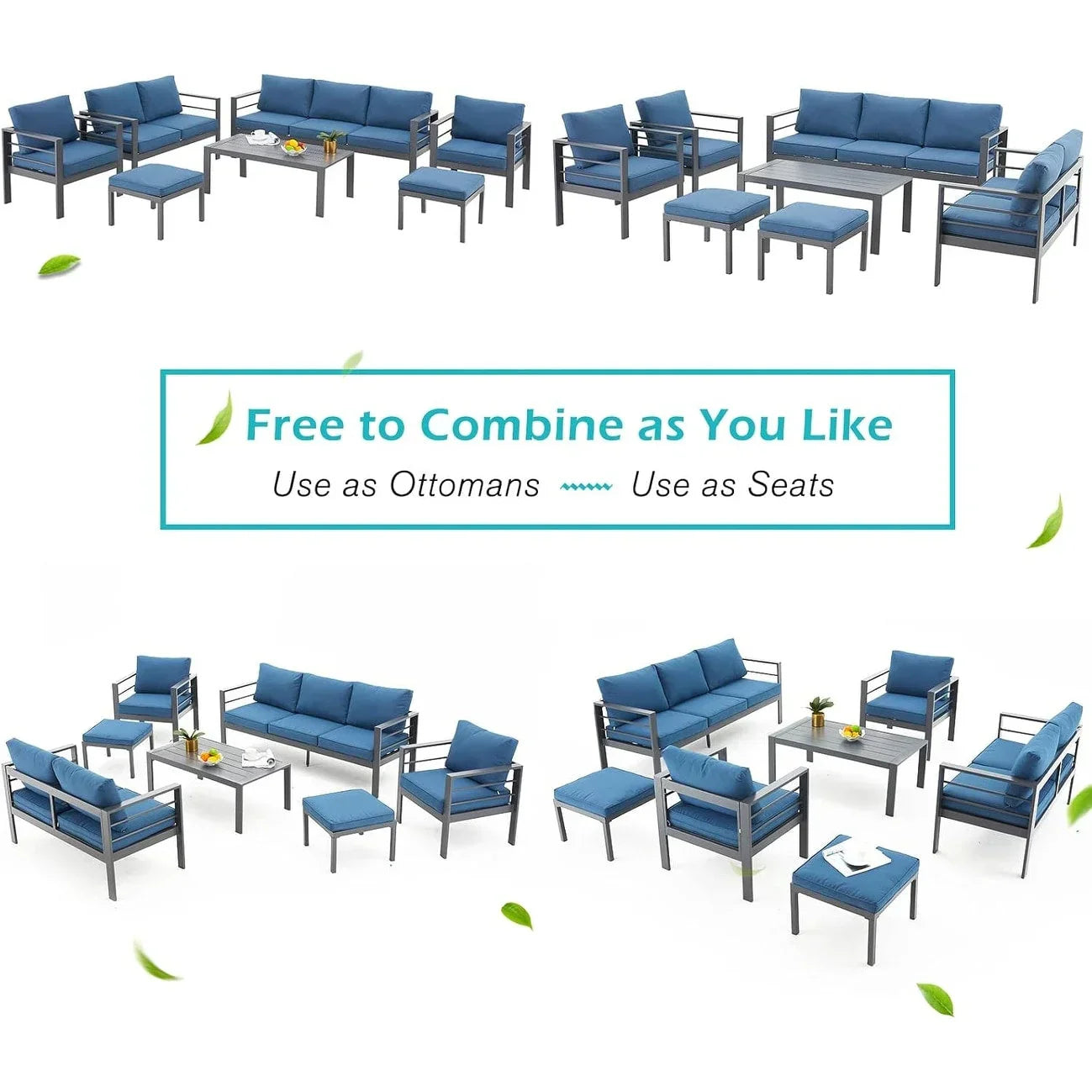 AECOJOY Set di mobili da giardino a 7 pezzi in alluminio Set da conversazione per esterni