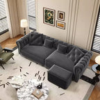 Divano Letto Estraibile 3-in-1 King Size in Velluto Whisen e Divano Letto Convertibile con Ottomana Mobile, Design Trapuntato