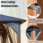 EROMMY Gazebo a tetto rigido, Pergola da esterno con doppio tetto, zanzariere e tende, Tenda da sole resistente per patio, cortile, feste in piscina
