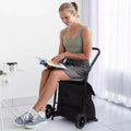 Carrello Portapacchi Pieghevole Acekool 2 in 1 con Borsa Impermeabile Rimovibile, Sedile Imbottito Spesso e Manico Antiscivolo Regolabile, Nero