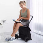 Carrello Portapacchi Pieghevole Acekool 2 in 1 con Borsa Impermeabile Rimovibile, Sedile Imbottito Spesso e Manico Antiscivolo Regolabile, Nero