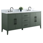 Mobile lavabo doppio Vanity Art 72 per bagno con piano in marmo composito