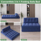 Divano Letto Futon Pieghevole in Velluto a Coste, Sedia Convertibile da Pavimento con Cuscino e Supporto per la Schiena