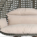 LeisureMod Sedia a Uovo Sospesa per 2 Persone con Supporto - Dondolo Pensile per Esterni/Interni in Rattan Intrecciato con Cuscini