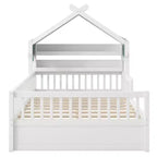 Letto a Capanna ModernLuxe per Bambini, Misura Singola/Piazza e Mezza, in Legno con Testiera Contenitore, Struttura in Pino Massiccio con Sponde di Protezione