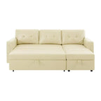 Divano componibile convertibile reversibile con letto estraibile, chaise longue con contenitore nascosto e gambe durevoli