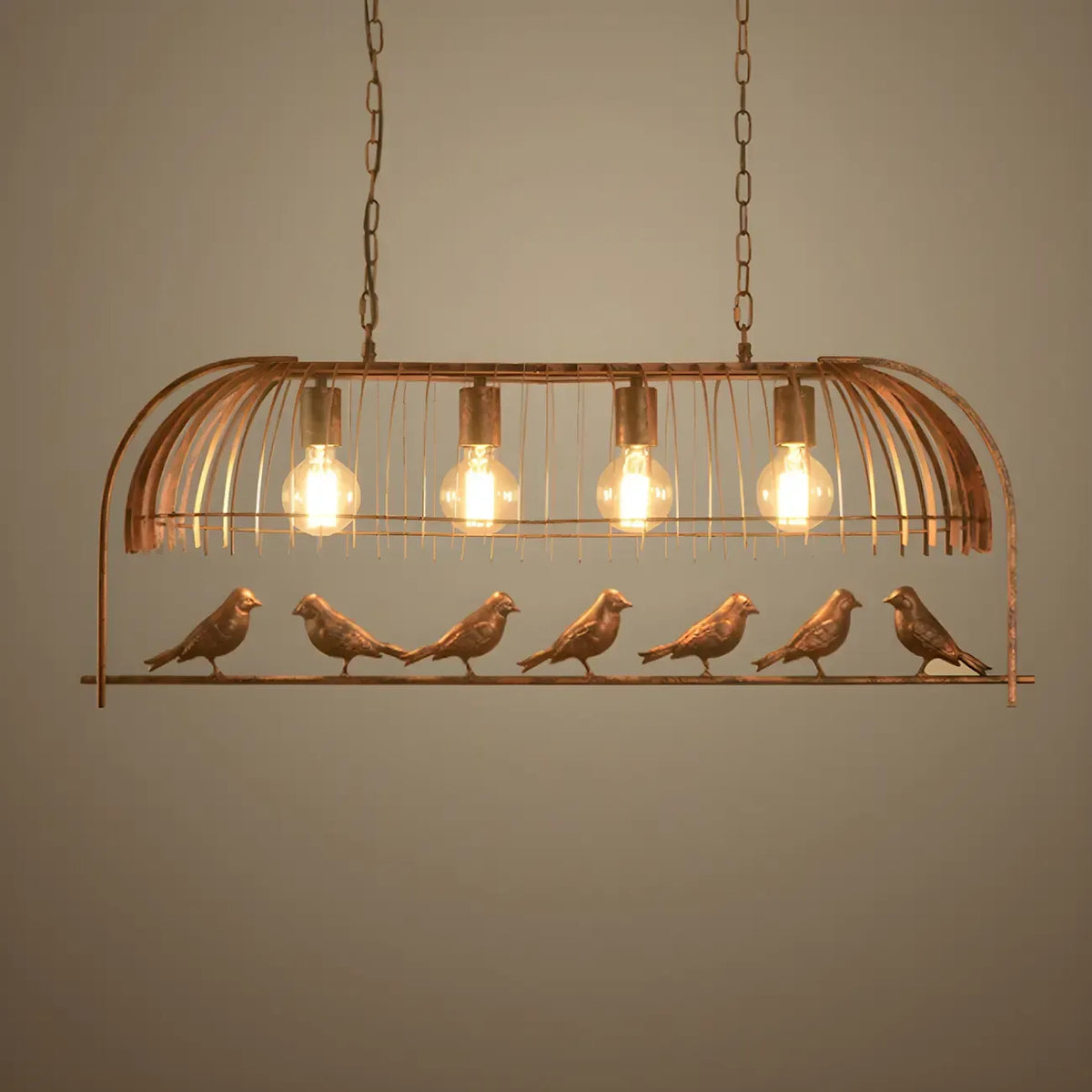 Lampadario a sospensione da cucina a isola, in metallo industriale, con gabbia