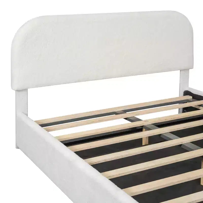 Letto imbottito queen size con contenitore sollevabile - Bianco