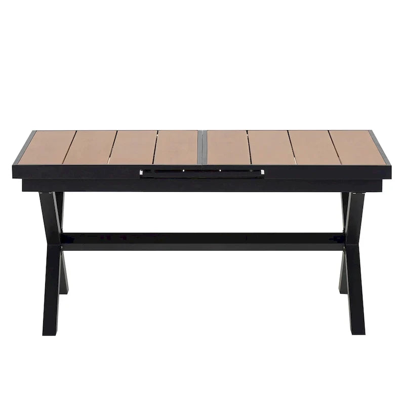 Set da pranzo da esterno allungabile a 7 pezzi con tavolo allungabile e 6 sedie con braccioli