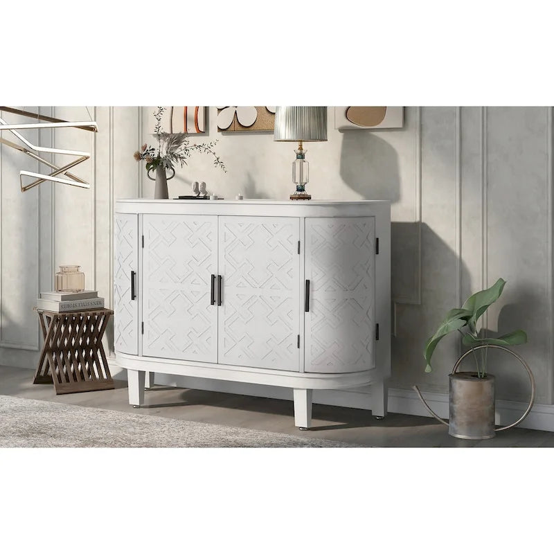 Mobiletto Accent Sideboard in Legno con Ante a Fantasia Anticata per Corridoio, Ingresso, Soggiorno, Camera da Letto