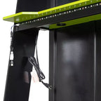 Letto a soppalco a L da gaming con scrivanie, letti a soppalco doppi con luci LED, porte USB, scaffali portaoggetti, letto a soppalco ad angolo in legno per 2