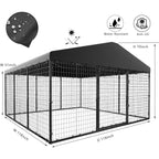 L 118 x P 118 x A 70 Cuccia grande per cani da esterno, Box recintato resistente per cani con tetto impermeabile