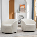 Poltrona girevole a barilotto imbottita KINWELL da 34 pollici (Set di 2)