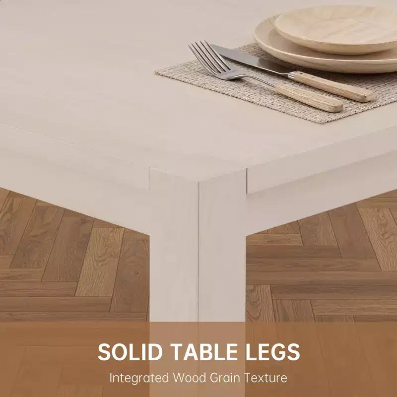 Set da Pranzo Moderno - Tavolo 80" + 6 Sedie Imbottite, Struttura in Legno Massello, Capacità Tavolo 400 libbre, Facile Montaggio