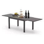 Tavolo da pranzo Okak in alluminio, estensibile per esterni, tavolo da cucina per sala da pranzo