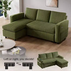 Divano Letto Estraibile 2 in 1 Dyonery con Chaise Longue Contenitore e USB, Divano Angolare in Velluto a Coste per Soggiorno
