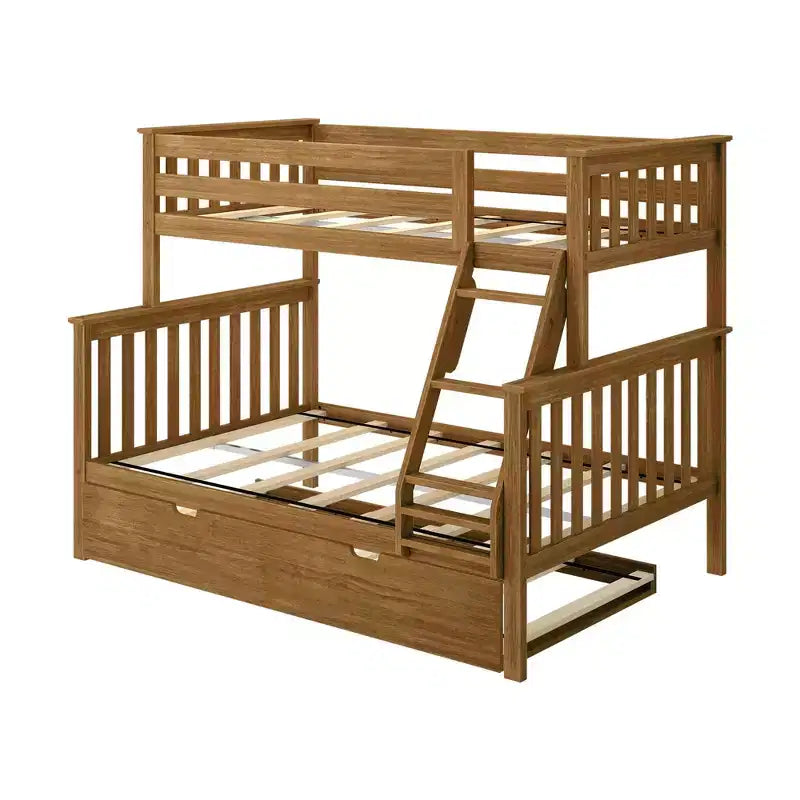Letto a Castello in Legno Massello Max & Lily, una Piazza e Mezza con Letto Estraibile Contenitore e Scaletta per Bambini