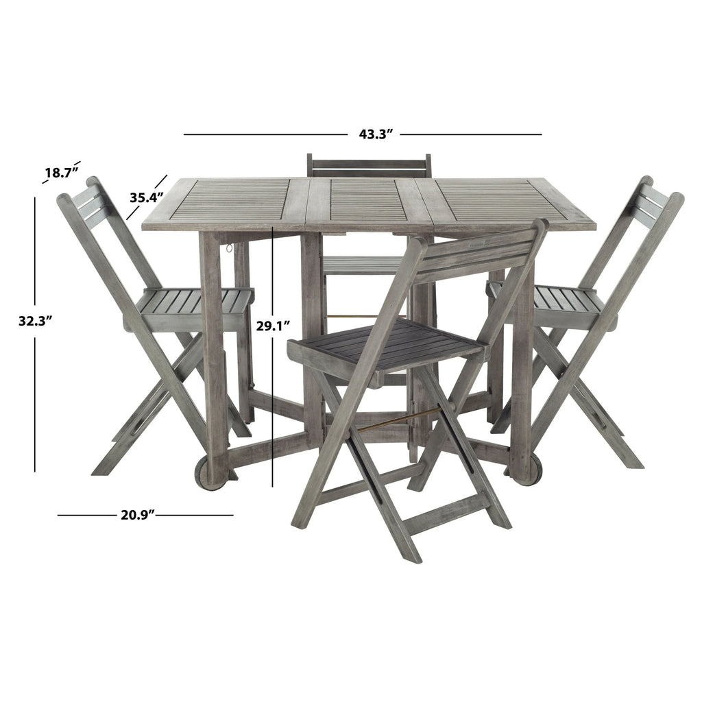SAFAVIEH Brandy Set da pranzo da esterno 5 pezzi - 43Wx35Dx29H