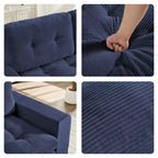 Mjkone Divano letto futon convertibile 2 in 1 da 180 cm, in tessuto a coste, pieghevole, con bottoni trapuntati, divanetto salvaspazio