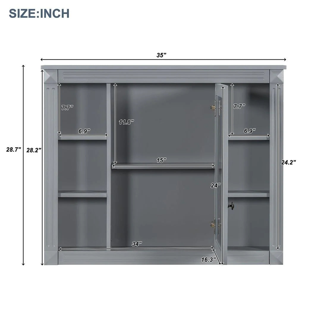 Mobile Bagno Moderno da 90cm con Lavabo Integrato e Specchiera, 2 Ante e 2 Cassetti