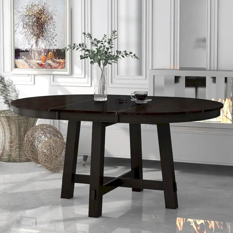 Tavolo da pranzo allungabile rotondo da cascina con 16 inserti in legno per cucina