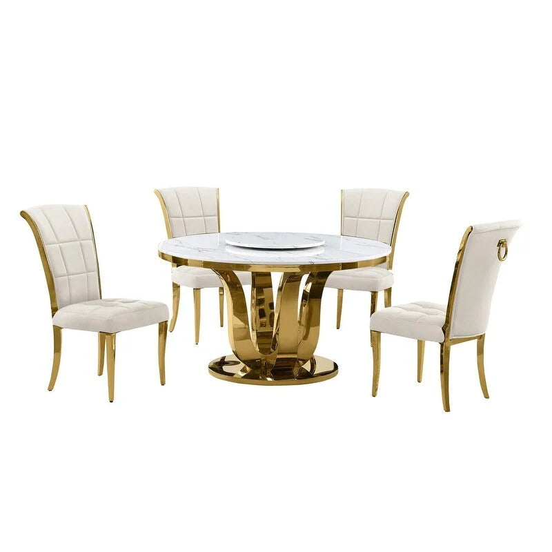 Best Quality Furniture D325-SC324-7 Set da pranzo rotondo da 5 pezzi