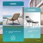 Poltrone Papasan da Esterno con Cuscino in Rattan PE, Comode Poltrone da Patio con Tavolino Laterale