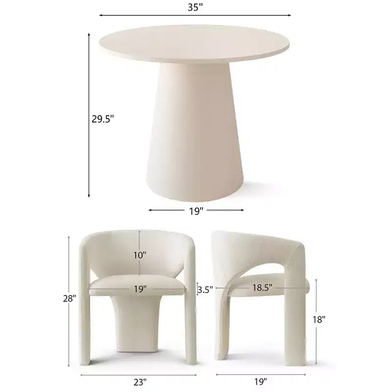 Set Tavolo da Pranzo Piccolo per 2, Sedie Imbottite Beige, Tavolo da Pranzo Rotondo con Piedistallo, Mobili da Cucina Moderni e Compatti-Panipeachy