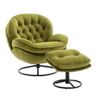 Poltrona Svedese Okak con Pouf, Poltrona Moderna Senza Braccioli Stile Mid-Century per Soggiorno, Morbida e Confortevole per Guardare la TV, Giocare