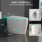 Vaso Bidet Intelligente con Coperchio e Sedile ad Apertura/Chiusura Automatica, Scarico con Sensore a Piede, Senza Serbatoio Monoblocco Allungato, Sedile Riscaldato