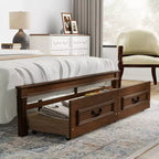 ModernLuxe Letto a Piattaforma Queen/King Size con Testiera Alta, Struttura Letto Rustica in Legno con 2 Cassetti, Luci LED e Porte USB