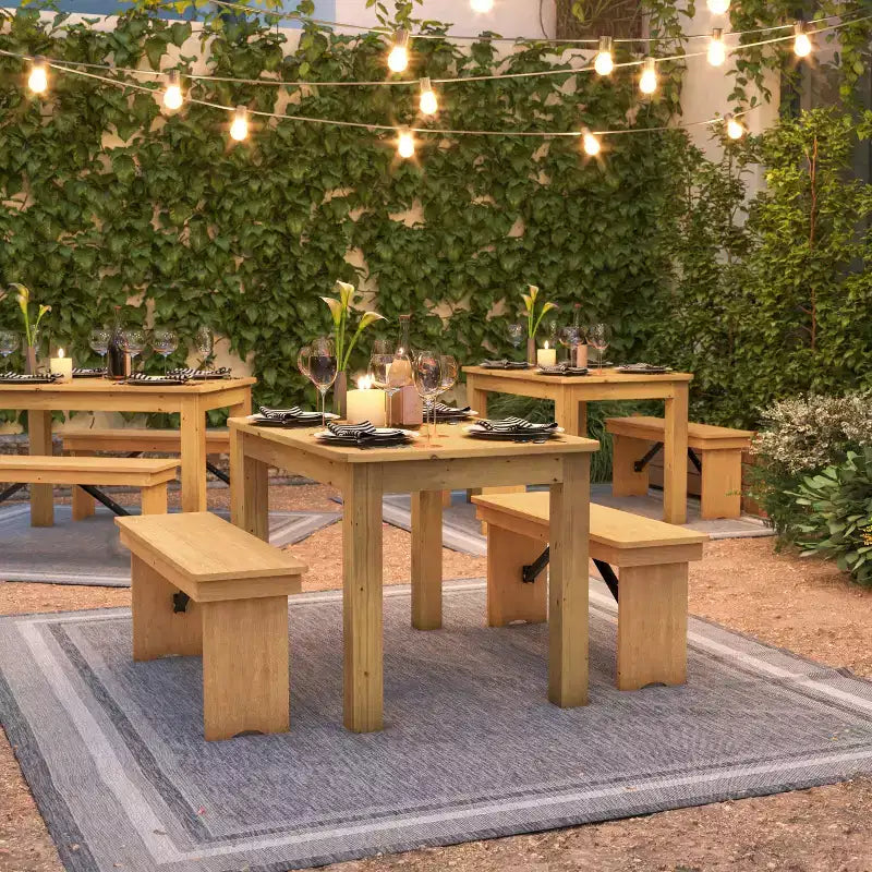 Flash Furniture Tavolo da Pranzo Rettangolare Rustico in Pino Massiccio 46 x 30